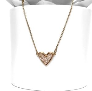 Valentine’s Day gunmetal or rose gold lab created druzy heart stone necklace